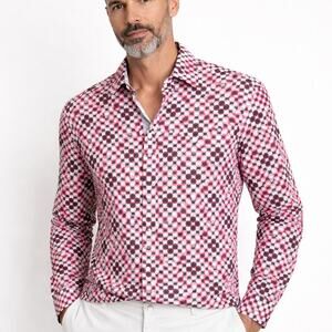 MR TURK Geo Print Button up Shirt Long Sleeve Size XL Cotton